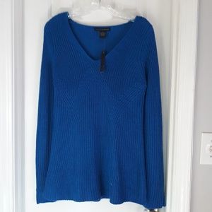 Grace Elements V Neck Royal Blue Knit Sweater